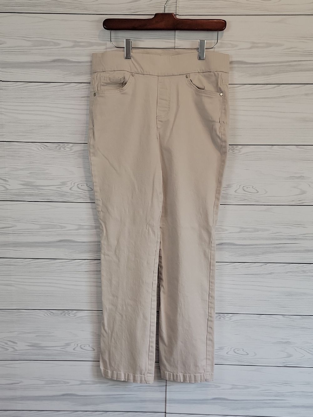 Gloria Vanderbilt Pull-on Pants Light Tan  Straight-Leg Cotton Womens Size 10